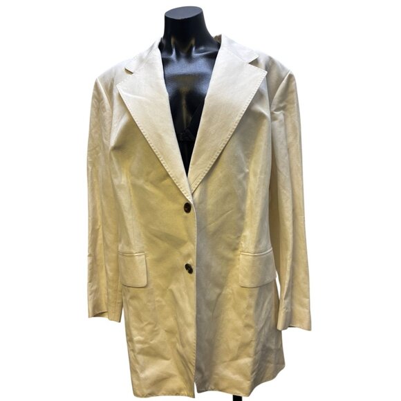 Lafayette 148 Silk Linen Trench Coat Ivory Size 16 - Picture 6 of 9